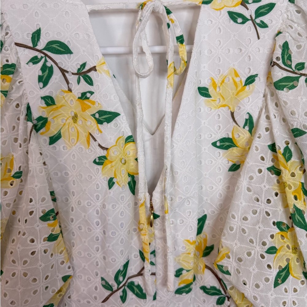 Draper James Terri Tie Back Top in Magnolia Eyelet - Picture 6 of 8